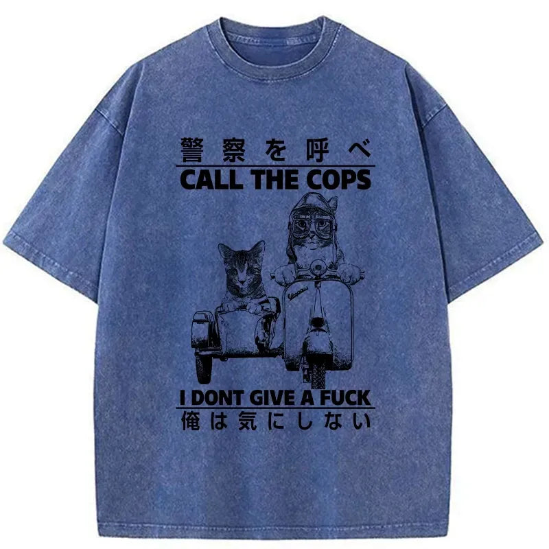 funny cat motorcycle t-shirt for men