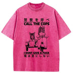 Kyoto-Lion Funny Cat Riding A Motorcycle Washed T-Shirt