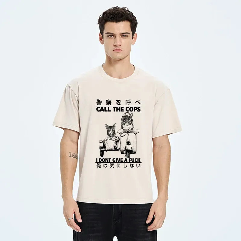 funny cat motorcycle t-shirt for men