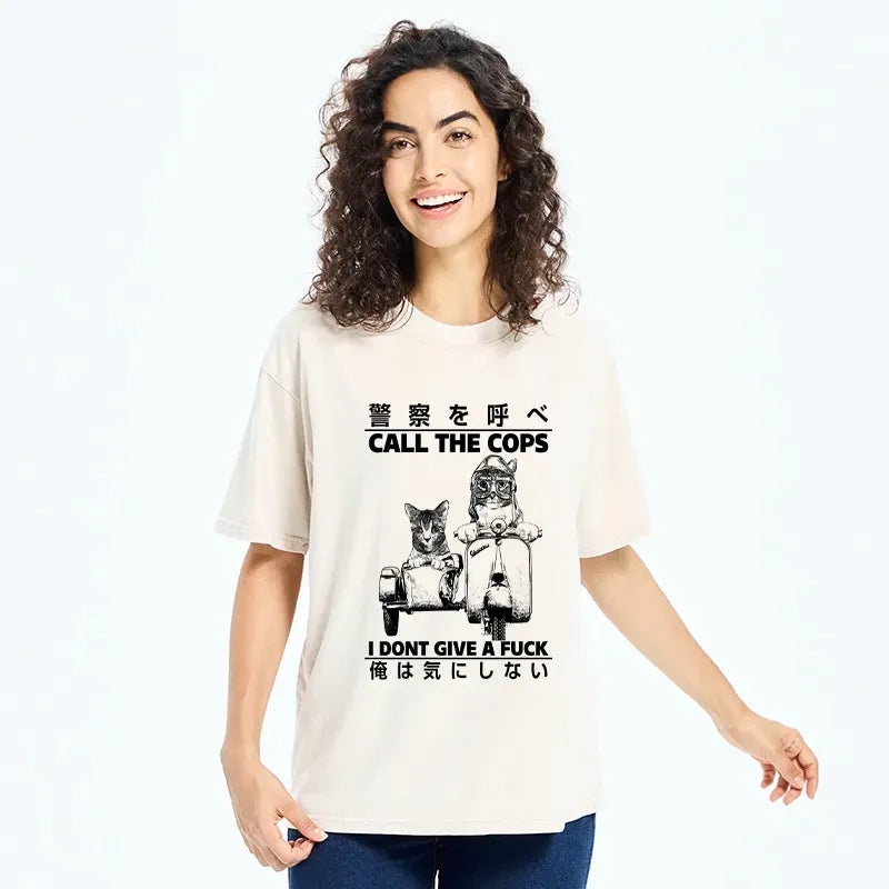 washed cat riding motorcycle tee best seller