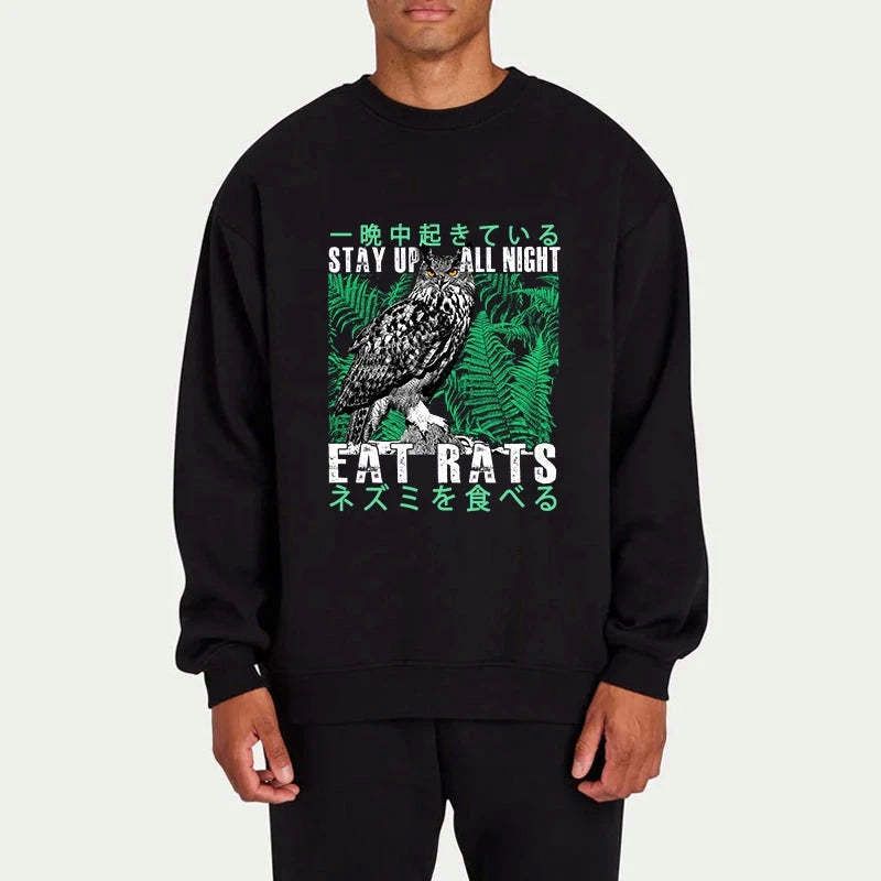japanese owl sweatshirt for daily wear