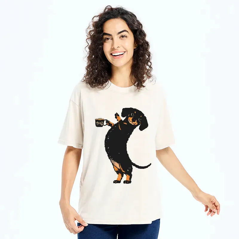 Japanese vintage coffee dog t-shirt