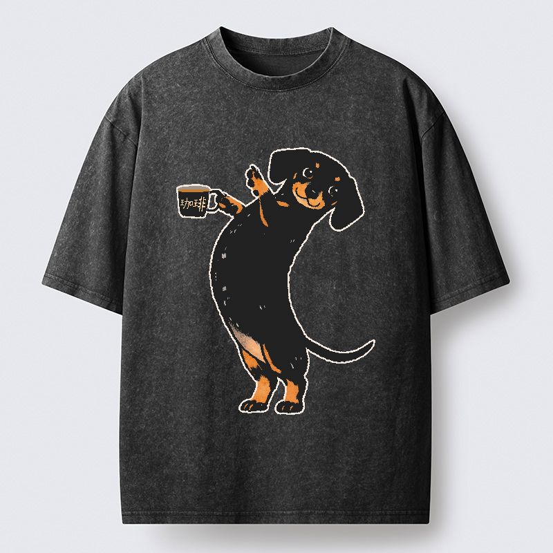Japanese vintage coffee dog t-shirt
