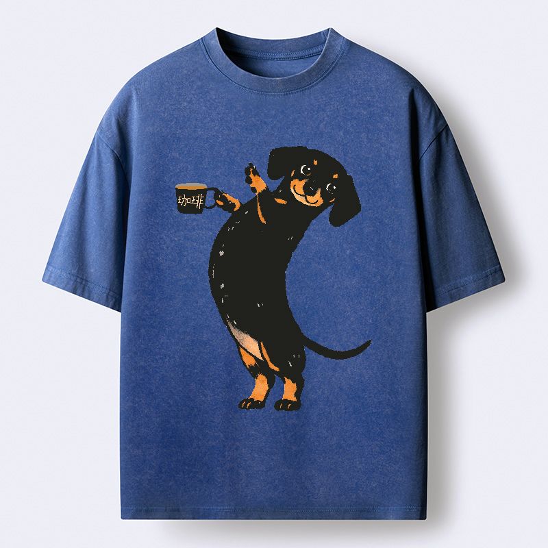 Japanese vintage coffee dog t-shirt