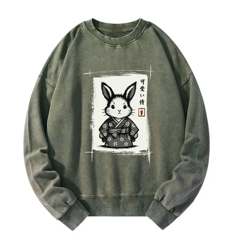 Unisex Washed Japanese Streetwear Sweatshirt