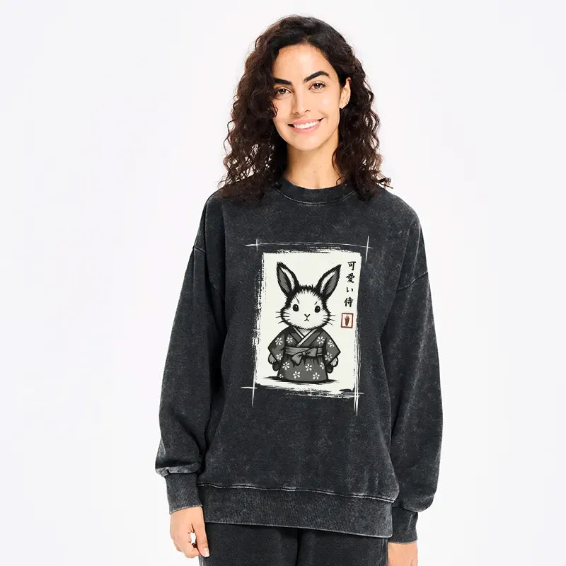 Unisex Washed Japanese Streetwear Sweatshirt