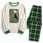japanese bamboo forest black cat pajama set