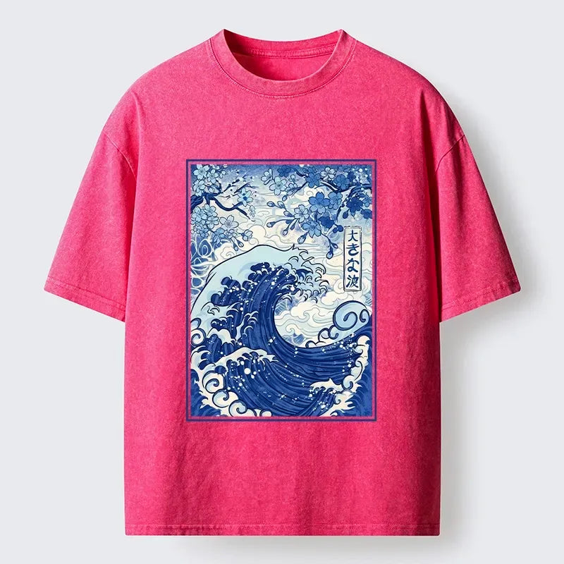 Japanese Ukiyo-e Wave T-Shirt for Summer