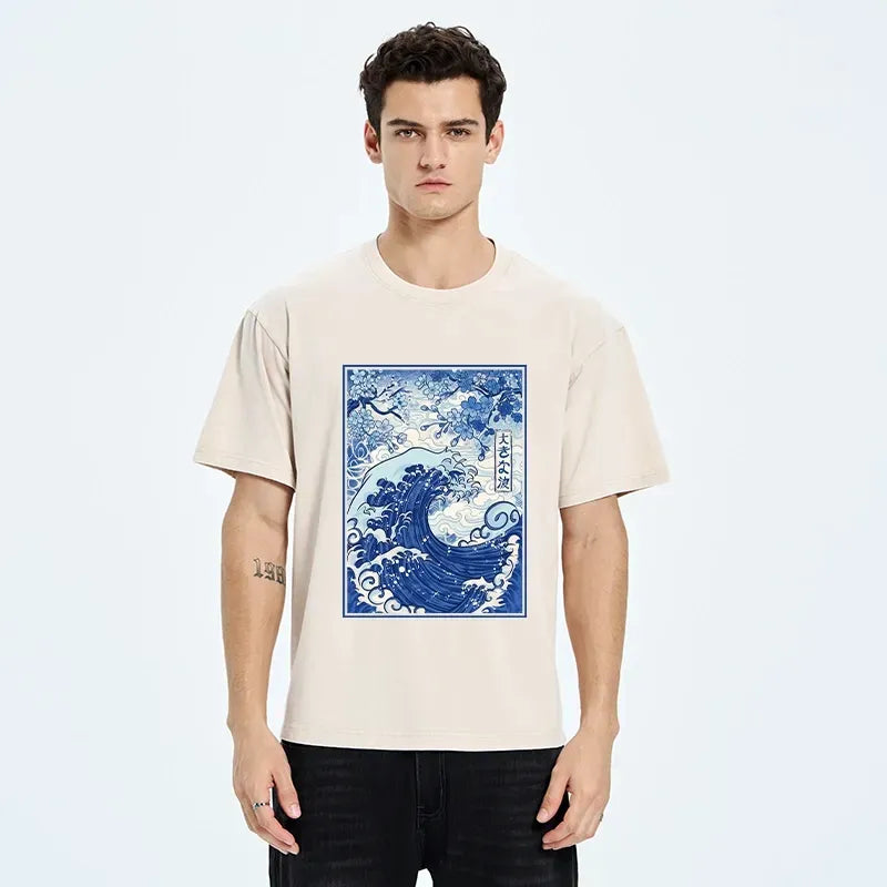 Japanese Ukiyo-e Wave T-Shirt for Summer