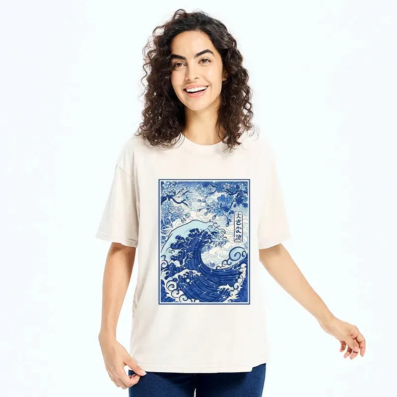 Japanese Ukiyo-e Wave T-Shirt for Summer