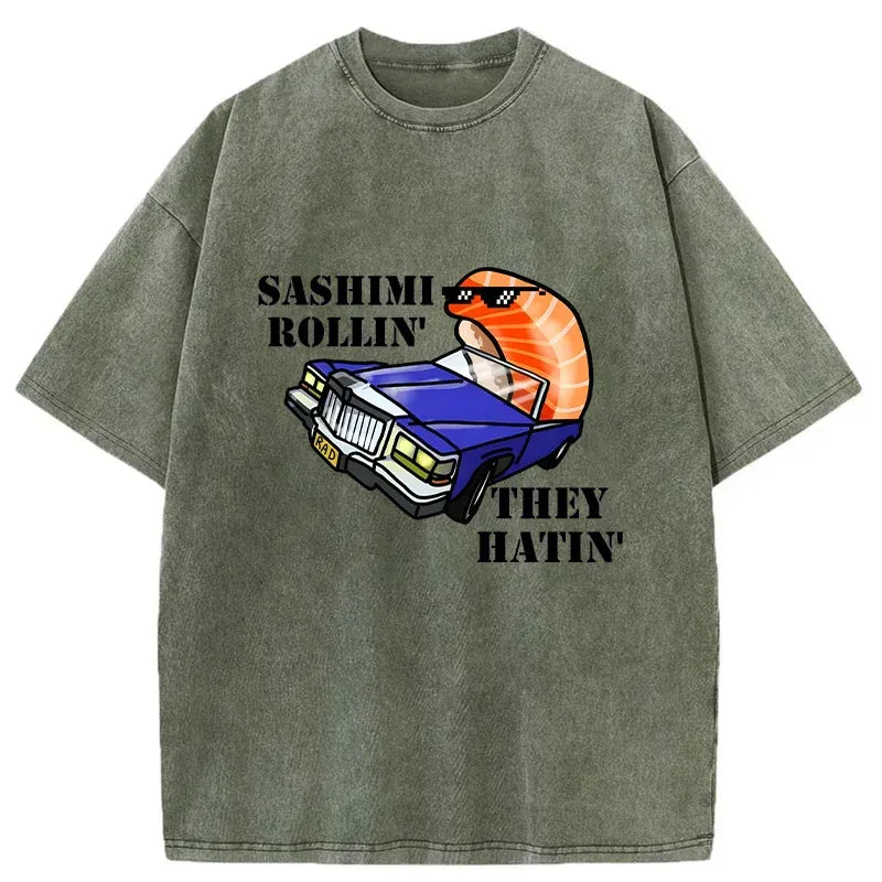 Kyoto-Lion Sushi Driving Washed T-Shirt