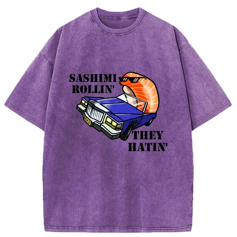 Kyoto-Lion Sushi Driving Washed T-Shirt