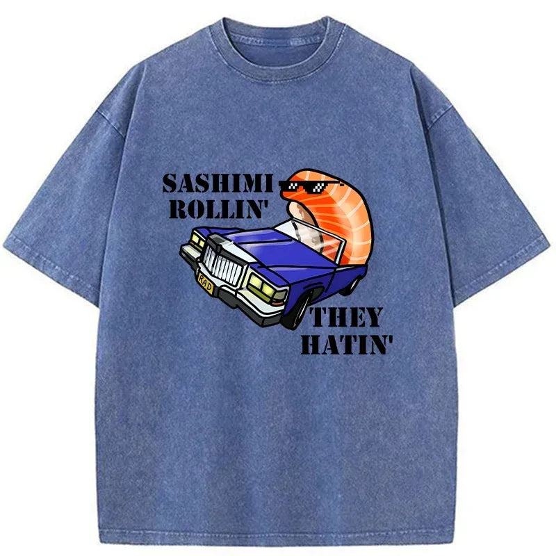 Kyoto-Lion Sushi Driving Washed T-Shirt
