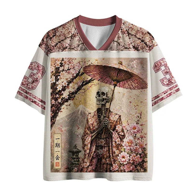 Kyoto-Lion Skeleton Geisha Is Waiting For Someone Mesh Jersey