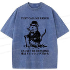 Japanese Ukiyo-e Washed T-Shirt for Daily Wear