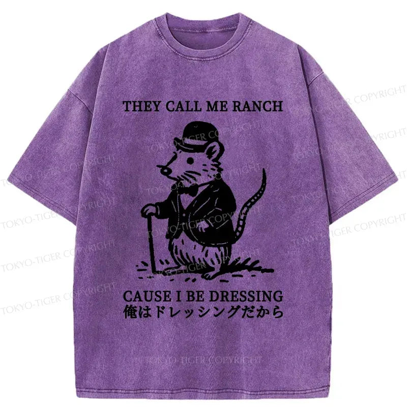 Kyoto-Lion Elegant Mouse Washed T-Shirt