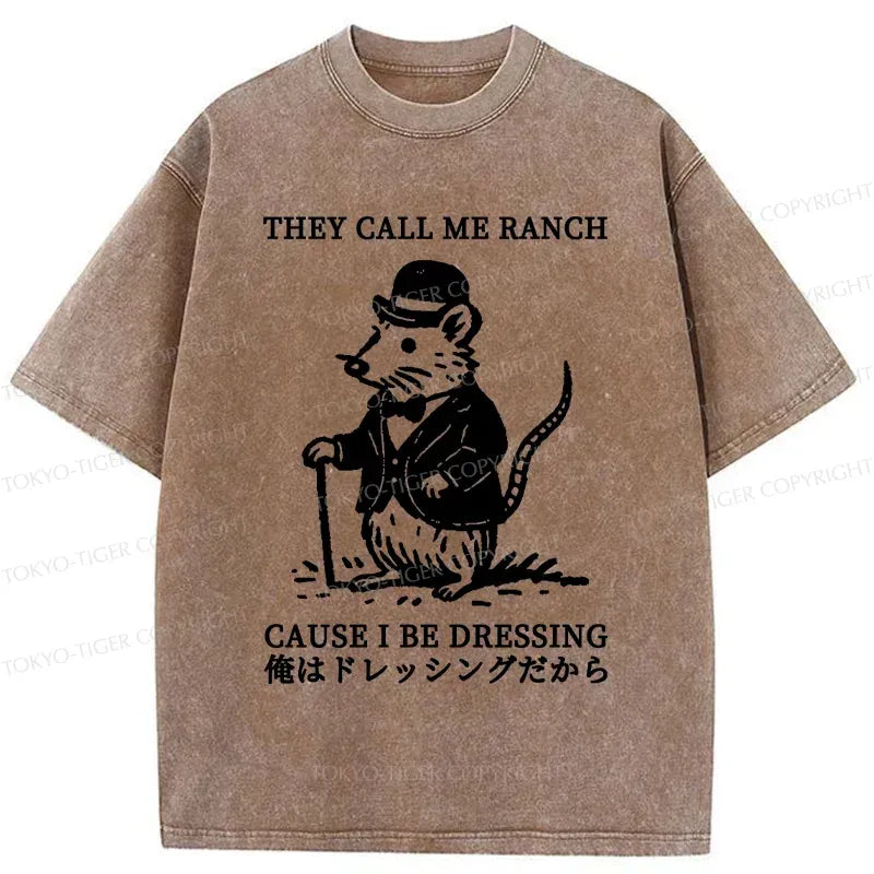 Kyoto-Lion Elegant Mouse Washed T-Shirt