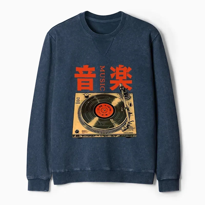 Japanese Retro Music Sweatshirt for Daily Wear
