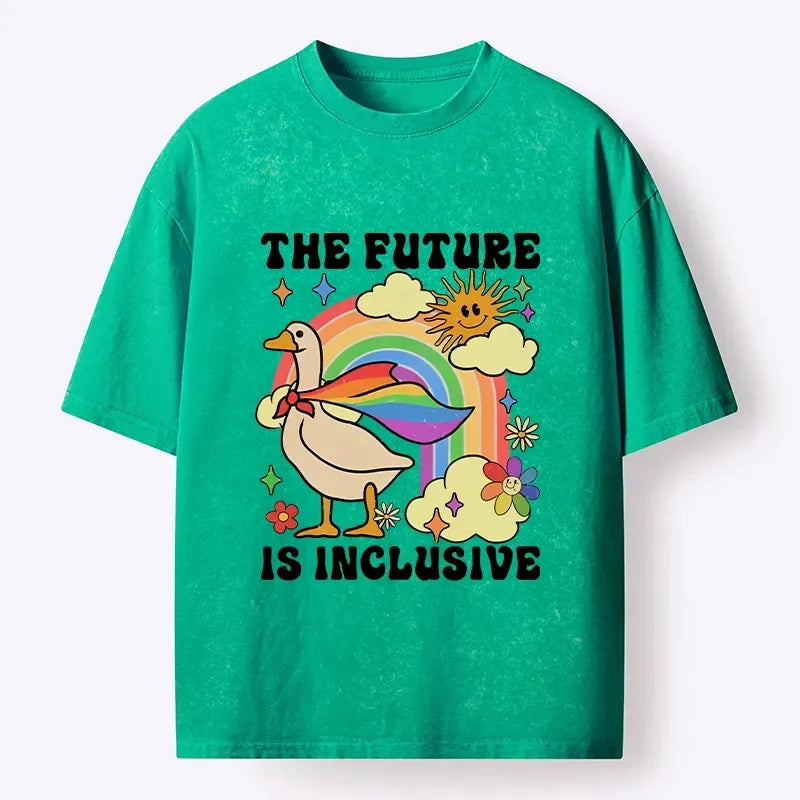 Kyoto-Lion Rainbow Goose Future Love And Hope Washed T-Shirt