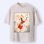 Kyoto Red Maple Winged Crane Unisex T-Shirt