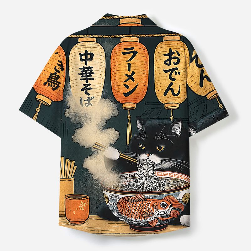 cuban collar cat shirt for summer