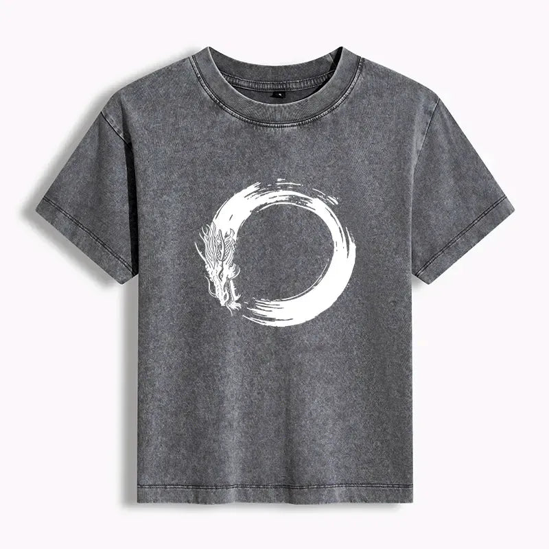 Kyoto-Lion Dragon's Circle Women's Washed T-shirt