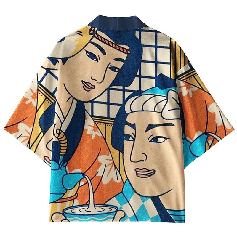 Vintage Japanese Lion Print Kimono Cardigan