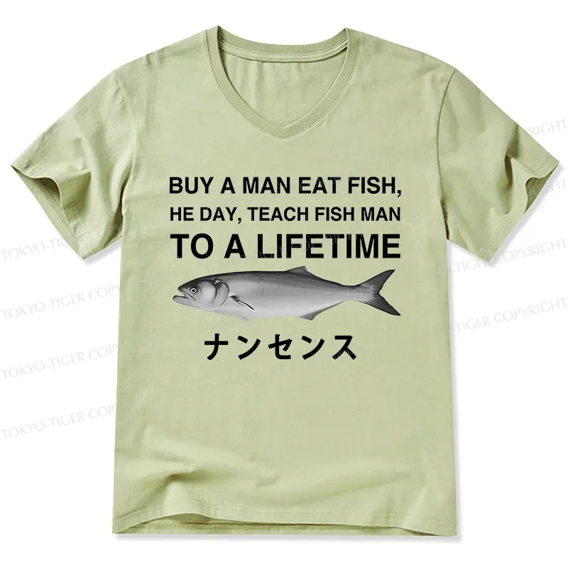 Kyoto Lion Funny V-Neck T-Shirt