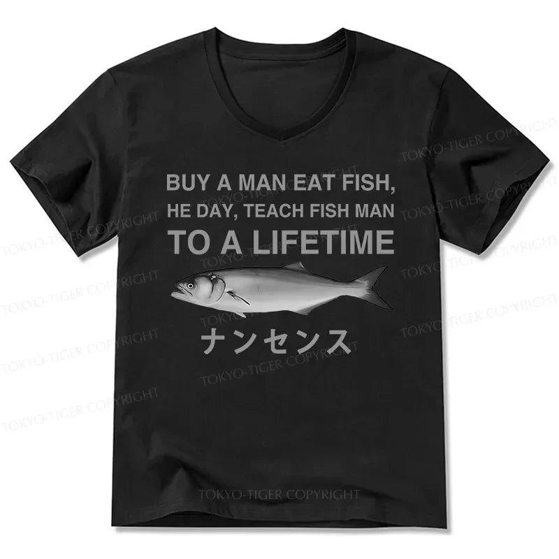 Kyoto Lion Funny V-Neck T-Shirt
