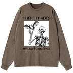 Kyoto-Lion Funny Skeleton Bat Meme Washed Long Sleeve T-Shirt