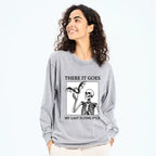 Kyoto-Lion Funny Skeleton Bat Meme Washed Long Sleeve T-Shirt