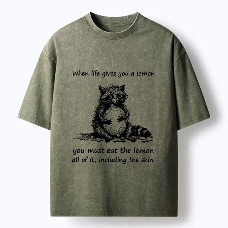 Trendy Sour Lemon Raccoon T-Shirt for Summer