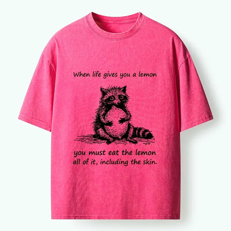 Trendy Sour Lemon Raccoon T-Shirt for Summer