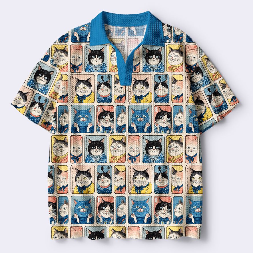 Soft Casual Japanese Cat Polo Top
