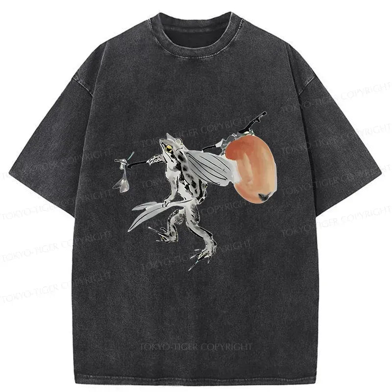 Kyoto-Lion Frog About To Travel Washed T-Shirt