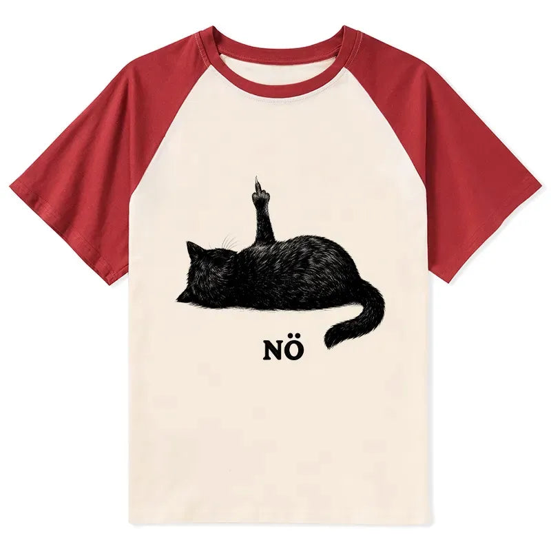 Japanese Cat Raglan T-shirt for Daily Wear