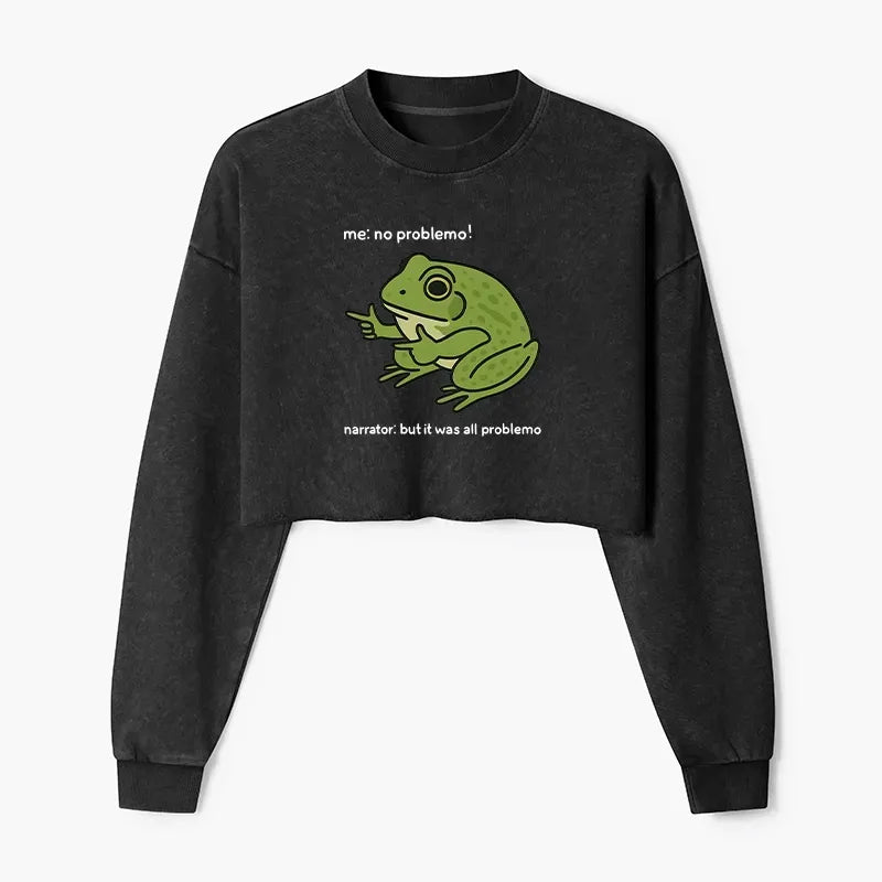 Washed Crop Sweatshirt for Summer Vacation