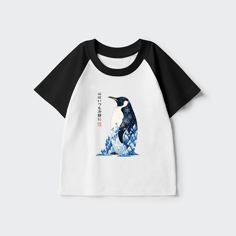 Kyoto-Lion Keep Calm Penguin Kids Raglan T-shirt