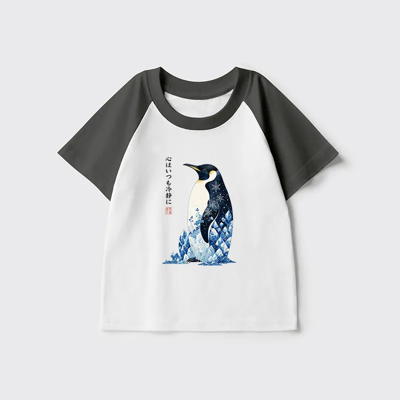 Kyoto-Lion Keep Calm Penguin Kids Raglan T-shirt