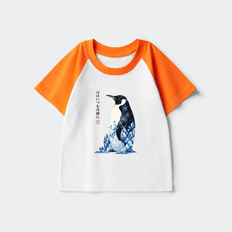 Kyoto-Lion Keep Calm Penguin Kids Raglan T-shirt