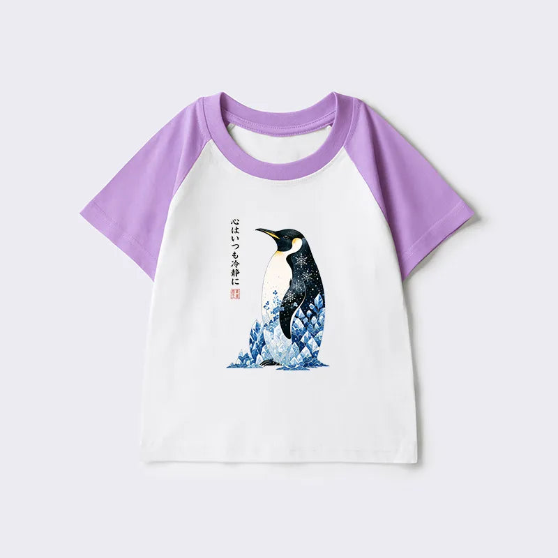 Kyoto-Lion Keep Calm Penguin Kids Raglan T-shirt