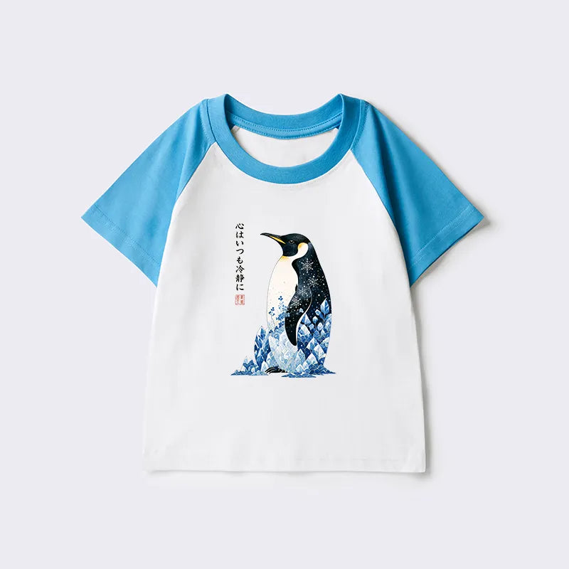 Kyoto-Lion Keep Calm Penguin Kids Raglan T-shirt