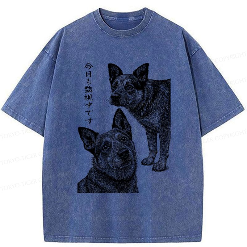 Kyoto-Lion The Dog is Watching Today Washed T-Shirt