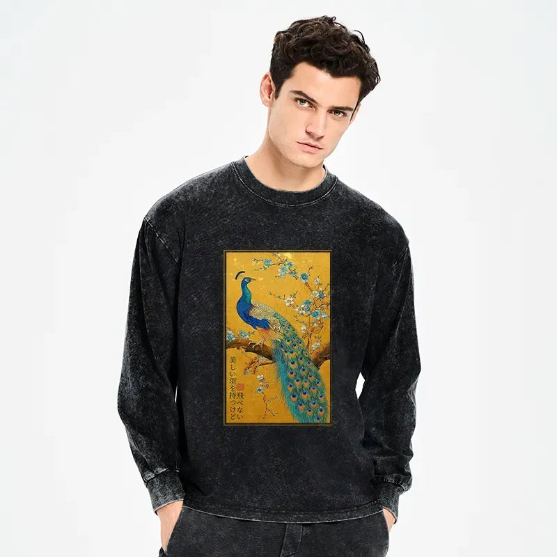 Japanese Peacock Washed Long Sleeve T-Shirt