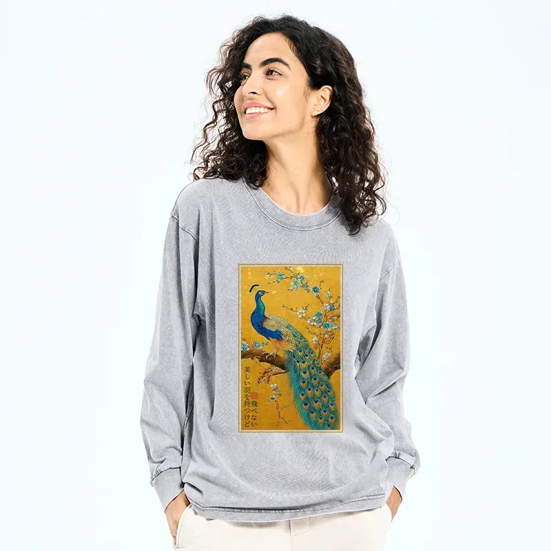 Japanese Peacock Washed Long Sleeve T-Shirt
