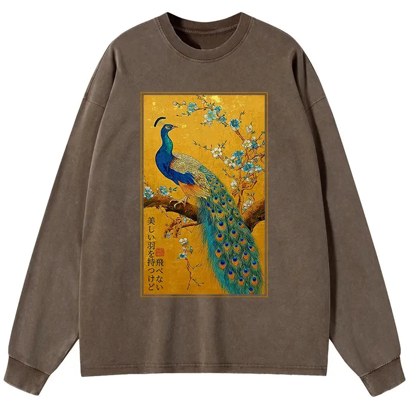 Japanese Peacock Washed Long Sleeve T-Shirt