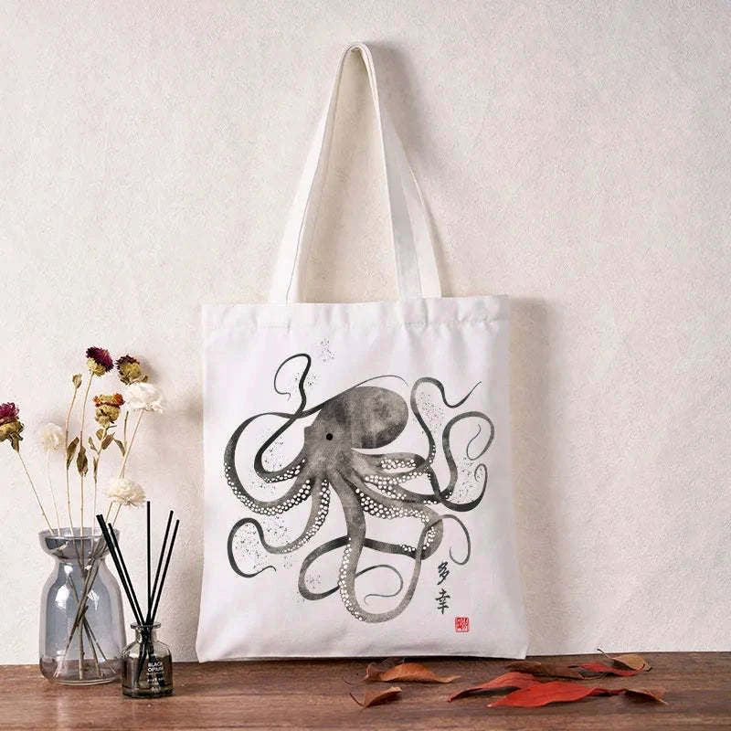 Japanese calligraphy tote bag for daily wear