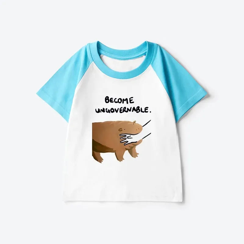 Funny Moo Deng Bites Arm Kids Tee