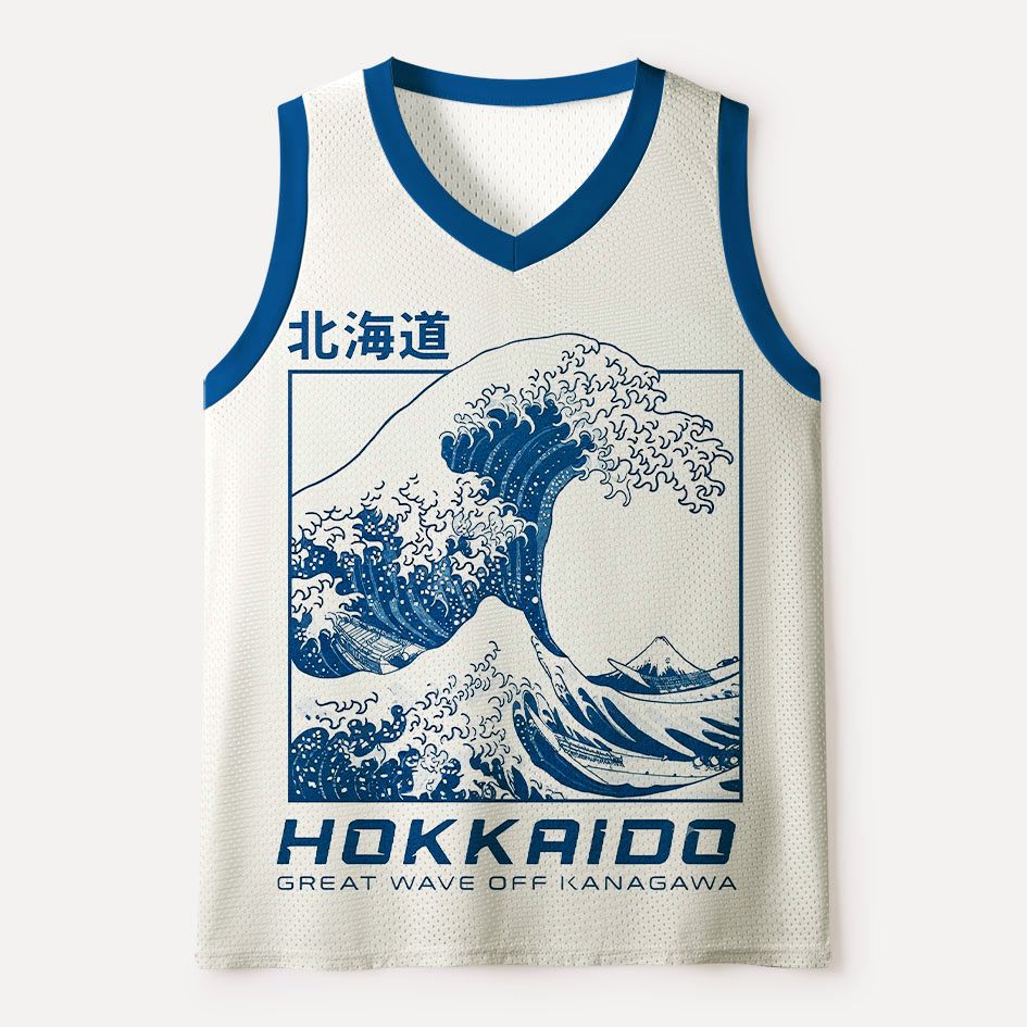 Kyoto-Lion Vintage Ukiyo-e Great Wave Hokkaido Mesh Tank Top