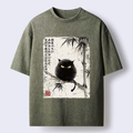 Funny Japanese washed t-shirt for street style